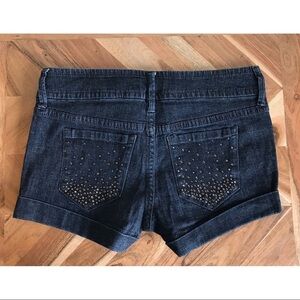 Refuge | Rhinestone Rolled Cuff Denim Shorts